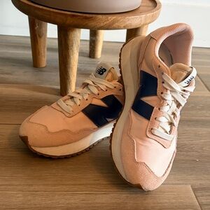 New Balance Pink and Navy Retro Runner Sneakers